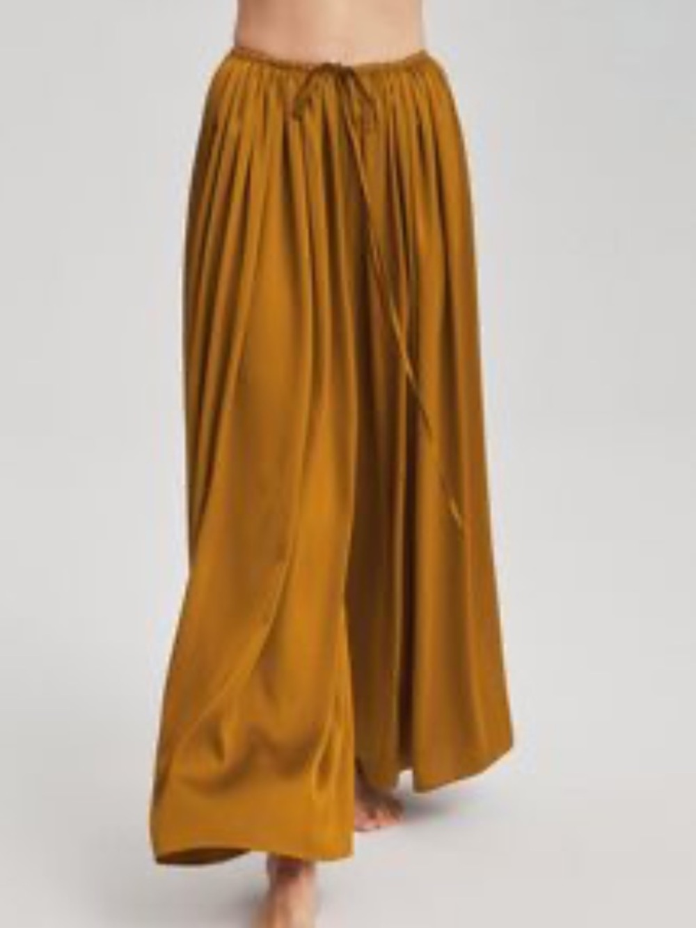 OS Golden Satin Drawstring Maxi Pants.